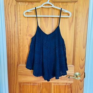 Lord & Taylor Navy Lace Camisole